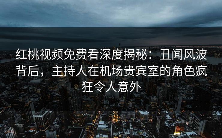 红桃视频免费看深度揭秘：丑闻风波背后，主持人在机场贵宾室的角色疯狂令人意外