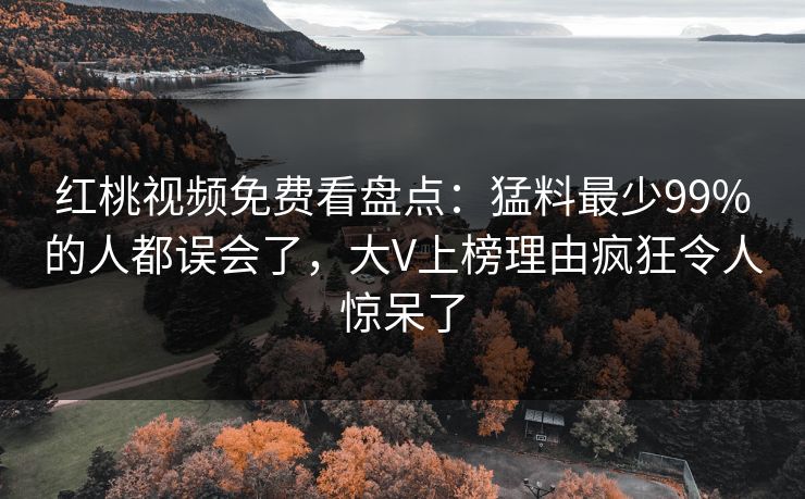红桃视频免费看盘点：猛料最少99%的人都误会了，大V上榜理由疯狂令人惊呆了