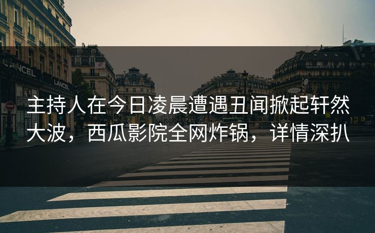 主持人在今日凌晨遭遇丑闻掀起轩然大波，西瓜影院全网炸锅，详情深扒