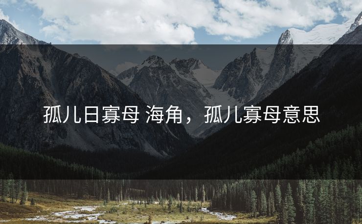 孤儿日寡母 海角，孤儿寡母意思