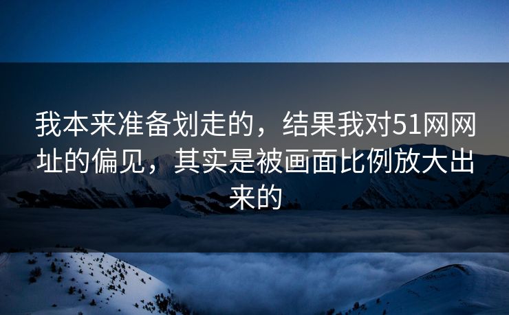 我本来准备划走的，结果我对51网网址的偏见，其实是被画面比例放大出来的